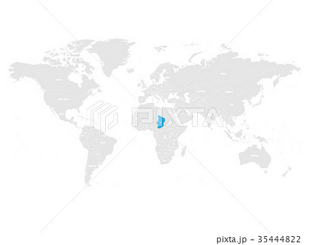 Algeria marked by blue in grey World political map 35444822