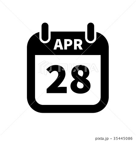 Simple black calendar icon with 28 april date 35445086