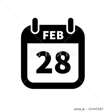 Simple black calendar icon with 28 february date 35445087