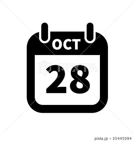 Simple black calendar icon with 28 october date 35445094