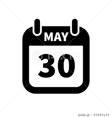 Simple black calendar icon with 30 may date 35445124