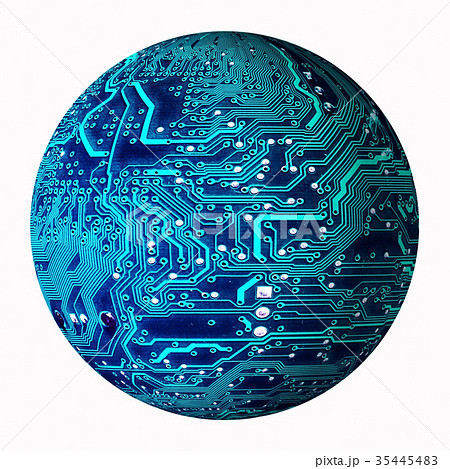 circuit board sphere isolated on white background circuit board sphere isolated on white background 35445483