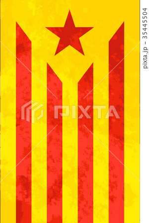 Estelada roja, bright catalonia flag with texture 35445504