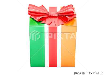 Gift box with flag of Ireland, holiday concept 35446183