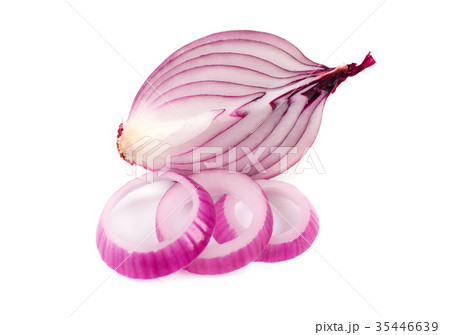 Red sliced onion isolated on white background. 35446639