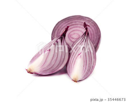 Red sliced onion isolated on white background. 35446673