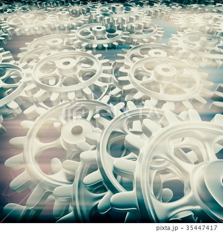 White gears and cogs macro 35447417