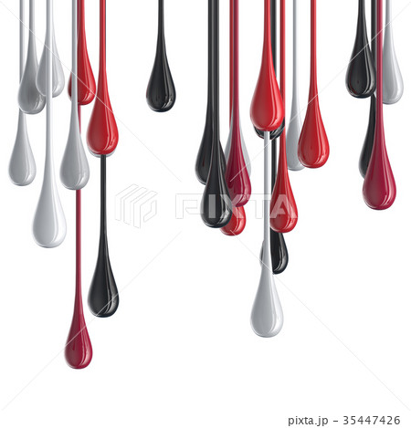 3D red, white and black glossy paint drop blobs 3D red, white and black glossy paint drop blobs 35447426