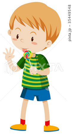 Little boy licking lollipop 35449548