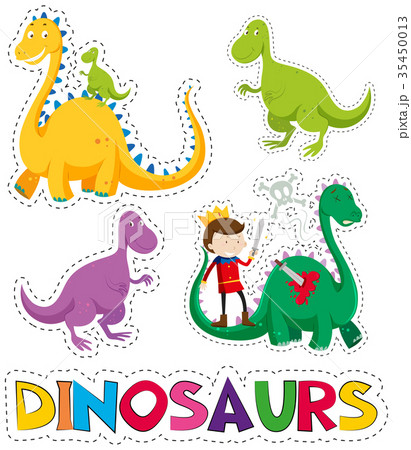 Dinosaurs and prince in sticker design Dinosaurs and prince in sticker design 35450013