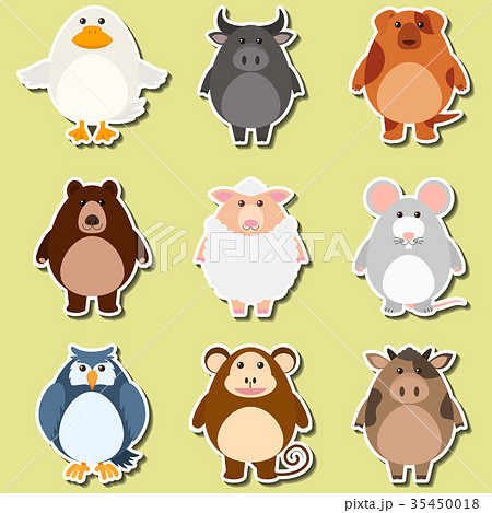 Sticker design for cute animals 35450018