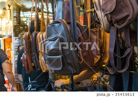 Leather bag sell at Chatuchak wekkend market Leather bag sell at Chatuchak wekkend market 35453613