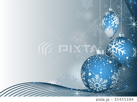 Blue Christmas Greeting with Baubles 35455394