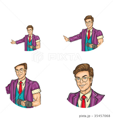 Set of vector pop art round avatar icon for users Set of vector pop art round avatar icon for users 35457068