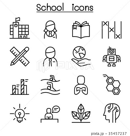 School , Learning icon set in thin line 35457237