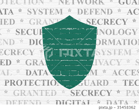 Security concept: Shield on wall background 35458362