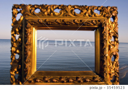 vintage golden picture frame and sea landscape 35459523
