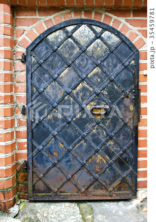 Old ornamental black metal door Old ornamental black metal door 35459781