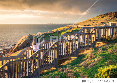 Woman at Hallett Cove boardwalk Woman at Hallett Cove boardwalk 35460314
