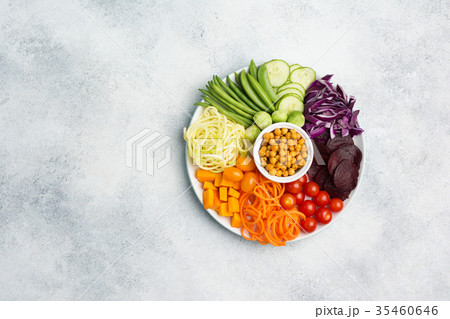 Ingredients for vegetarian snack buddha bowl Ingredients for vegetarian snack buddha bowl 35460646