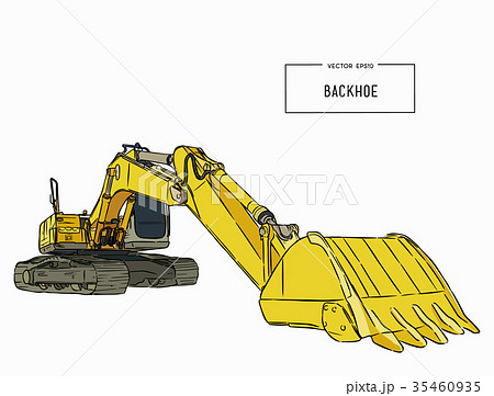 Yellow backhoe loader , sketch vector. 35460935