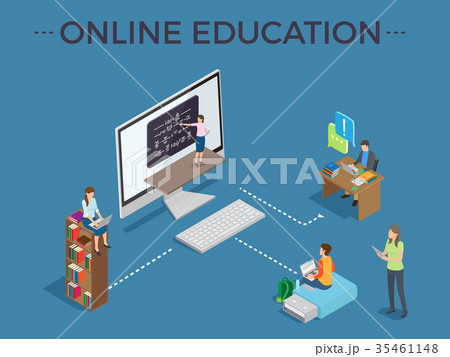 Online Education Process Template Vector Poster 35461148