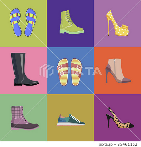 Set of Women Footwear Summer and Autumn Nine Icons Set of Women Footwear Summer and Autumn Nine Icons 35461152