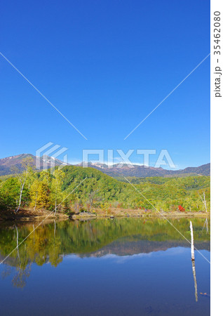 秋のまいめの池と乗鞍岳 35462080
