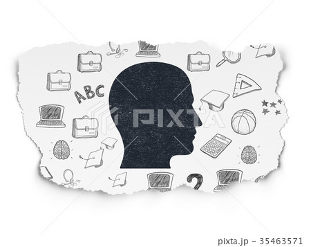 Studying concept: Head on Torn Paper background 35463571