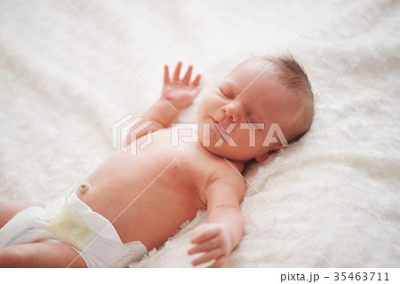cute newborn baby at home 35463711