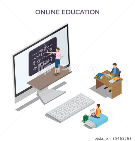 Online Education Promo Poster with Big Computer 35465563