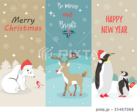 Set of Holiday greeting cards with animals 35467068