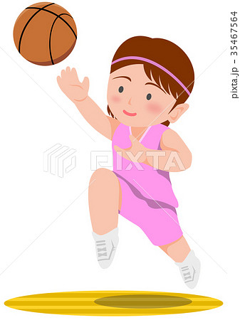 バスケットボール レイアップシュート 女子のイラスト素材 35467564