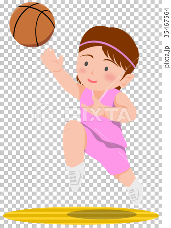 バスケットボール レイアップシュート 女子のイラスト素材