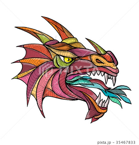 Dragon Breathing Fire Mandala 35467833