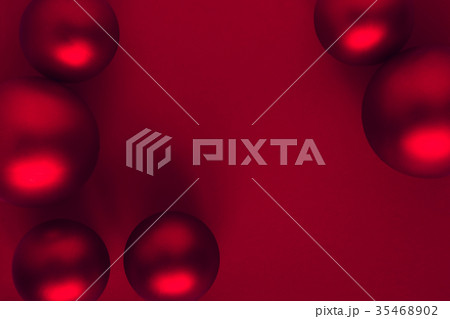 Red Christmas balls on red  background 35468902