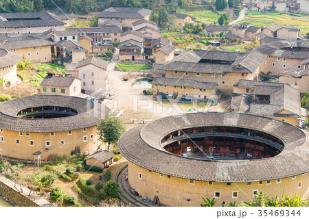 世界遺産 福建土楼 河坑土楼群 中国・福建省南靖県 世界遺産 福建土楼 河坑土楼群 中国・福建省南靖県 35469344