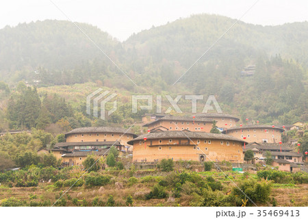世界遺産 福建土楼 田螺坑土楼群 中国・福建省南靖県 35469413