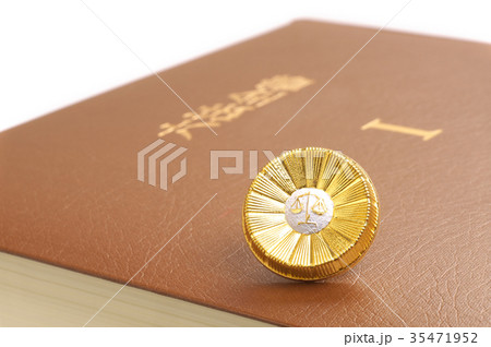 六法全書と弁護士の記章（バッチ） 35471952