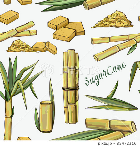 Sugar Cane Icons Patternのイラスト素材