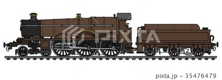 Vintage brown steam locomotive 35476479