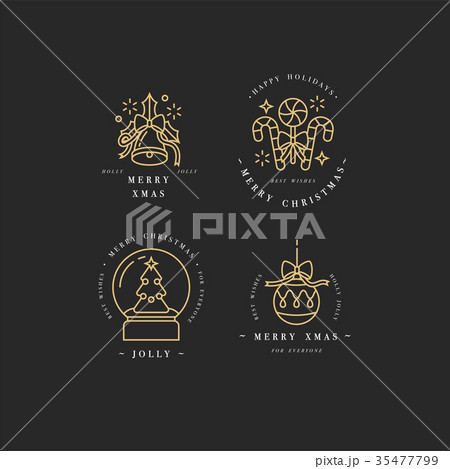 Vector linear design Christmas greetings elements Vector linear design Christmas greetings elements 35477799