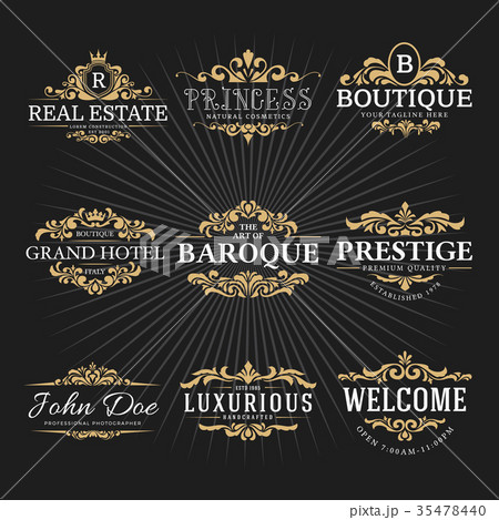 Vintage Royal Flourish Frame Logo Design 35478440