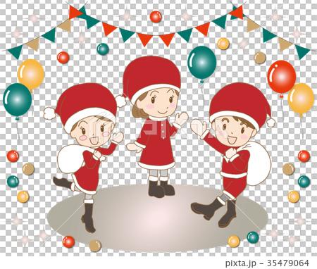聖誕老人服裝的3個孩子 35479064