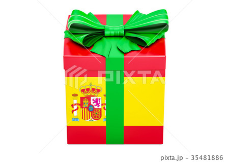 Gift box with flag of Spain, holiday concept Gift box with flag of Spain, holiday concept 35481886