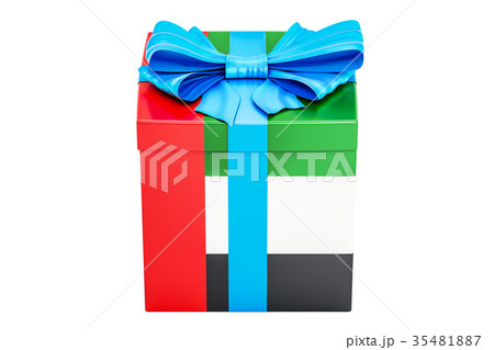 Gift box with flag of UAE, holiday concept Gift box with flag of UAE, holiday concept 35481887