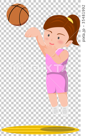 Basketball Jump Shoot Women Stock Illustration