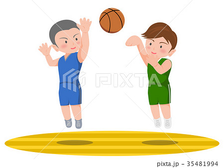 バスケットボール ジャンプシュート シュートブロックのイラスト素材