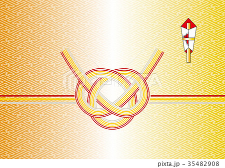 正月・慶事 背景素材｜水引き　あわじ結び（淡路結び）紫系｜New Year image 35482908