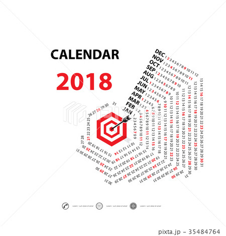 2018 Calendar Template.Hexagon shape calendar. 35484764